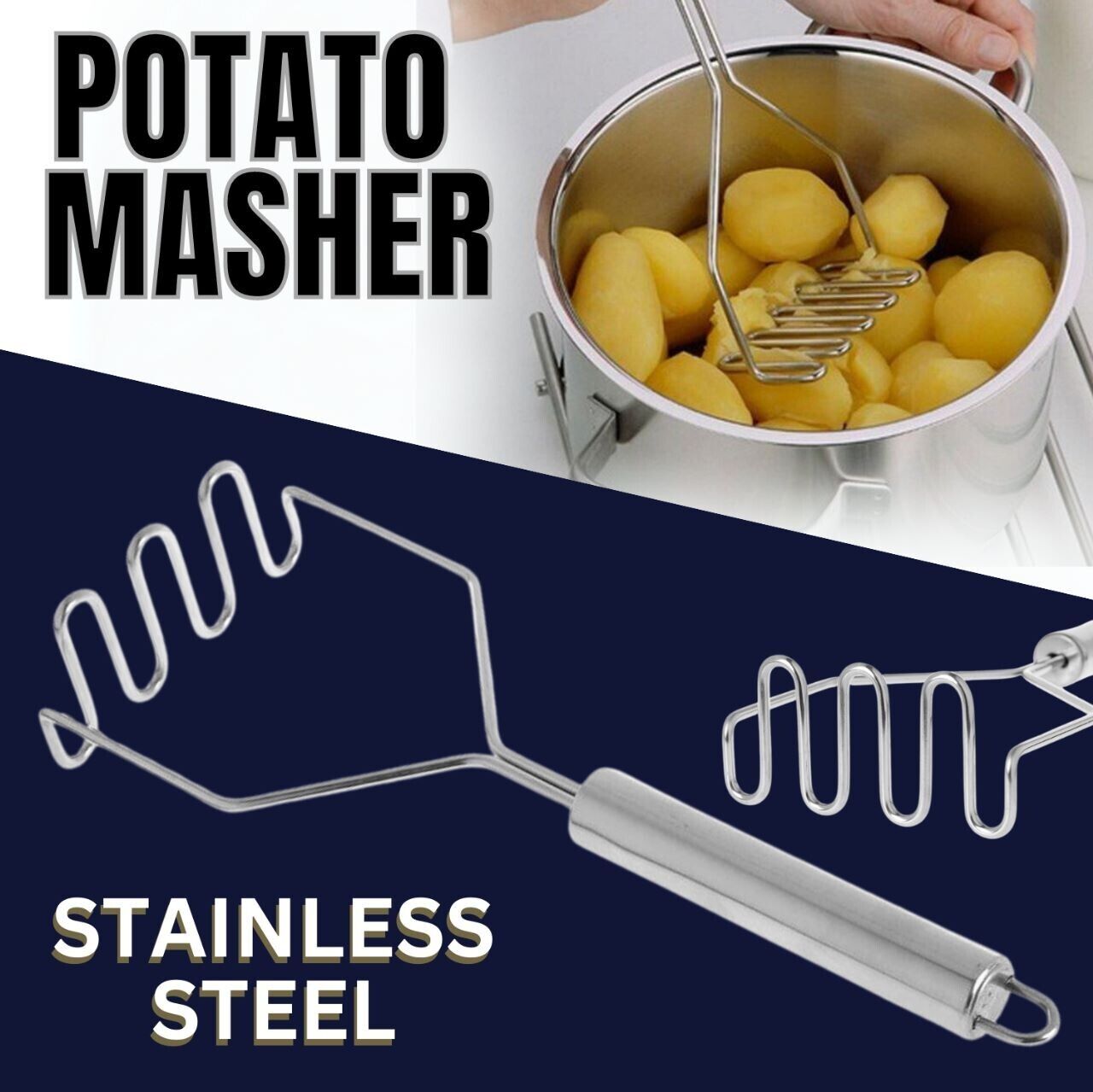 Stainless Steel Handle Potato Masher & Ricer Mash Potatoes Vegetables Tool