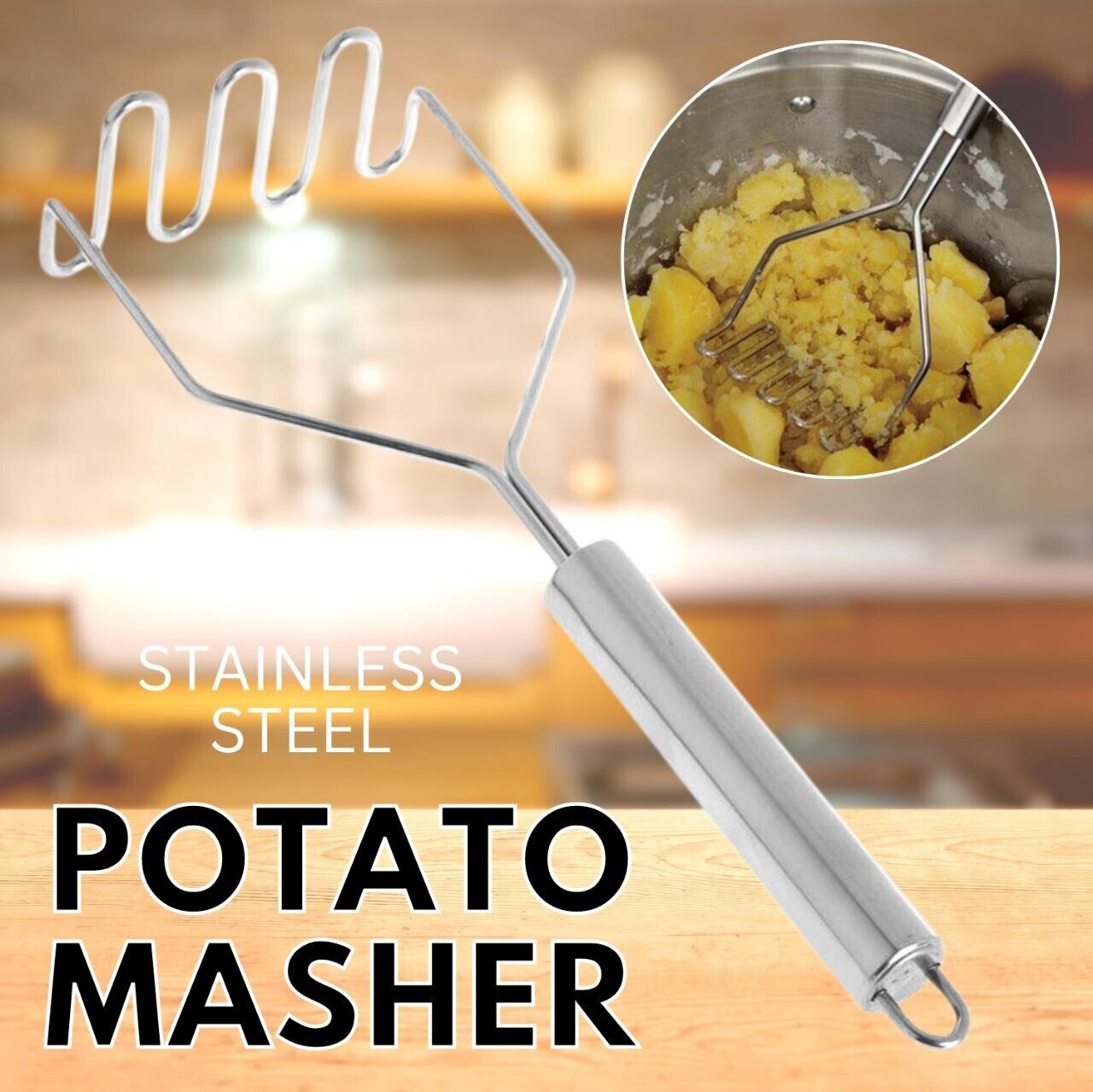 Stainless Steel Handle Potato Masher & Ricer Mash Potatoes Vegetables Tool