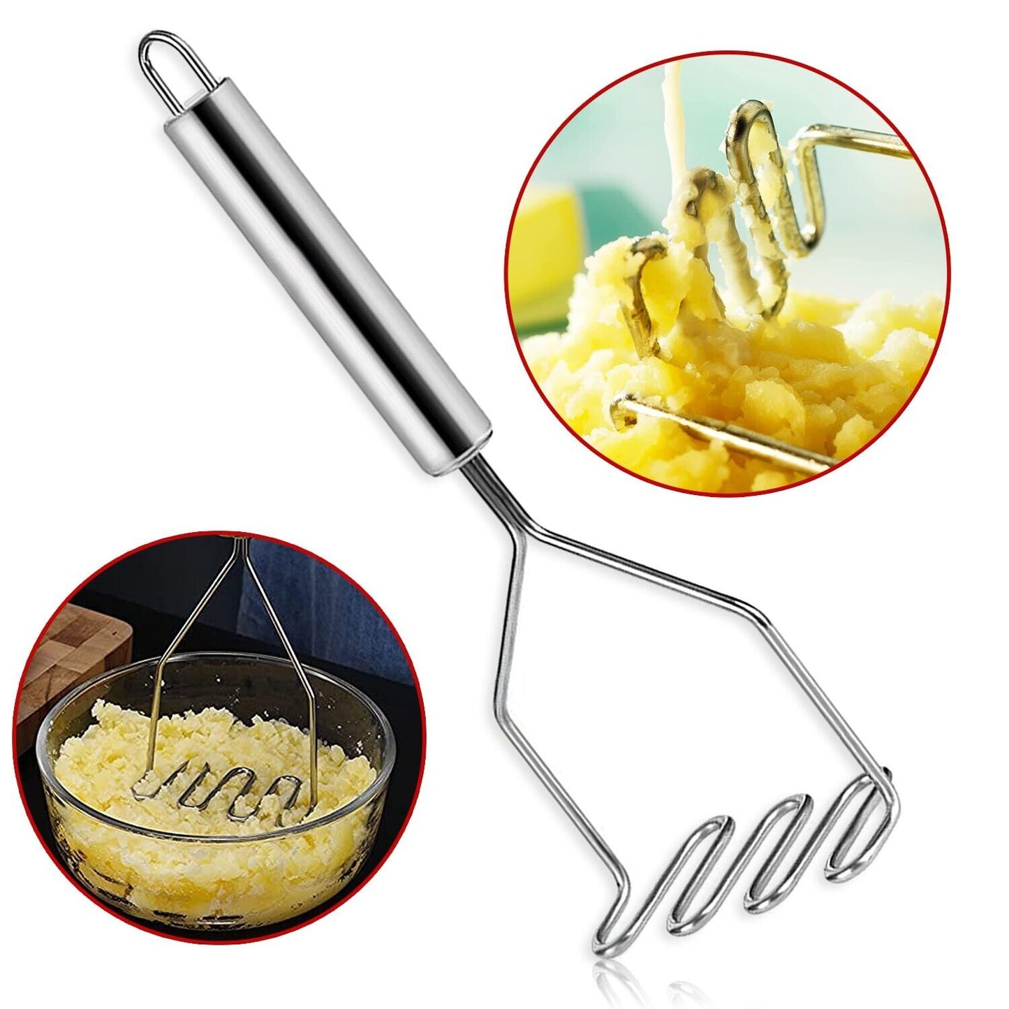 Stainless Steel Handle Potato Masher & Ricer Mash Potatoes Vegetables Tool