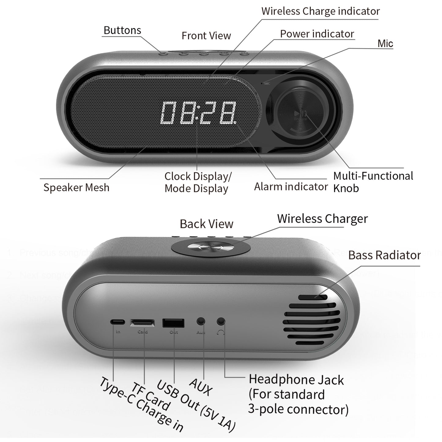 Bedside Wireless Charging Audio Wireless Charger Bluetooth Speaker