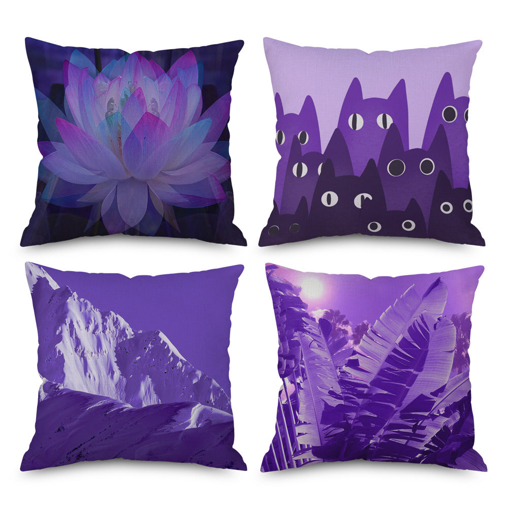 Purple Series Pattern Linen Pillowcase