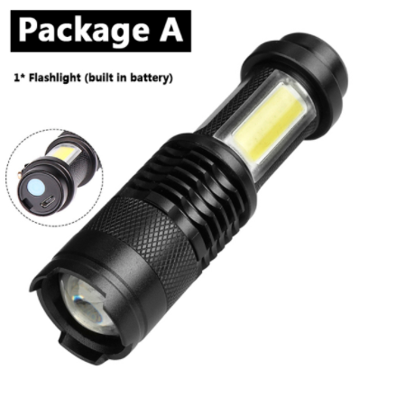 New SK68-COB Small Flashlight LED Mini Portable Flashlight Outdoor Glare Zoom LED Flashlight